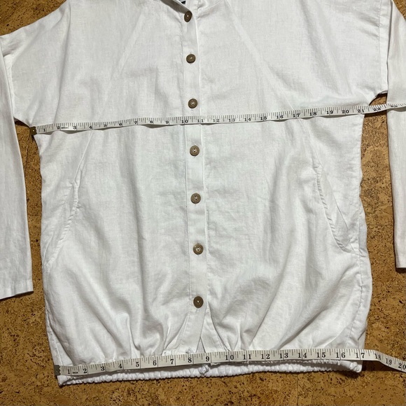 Adeptt 100% Linen Button Down Hooded Lightweight Cardigan Jacket In White Sz S - Picture 10 of 11